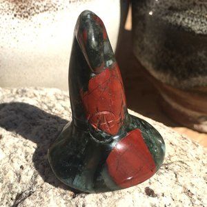 Genuine Bloodstone Witch's Hat Figurine Medium